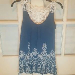 Blue Tank with Lace
